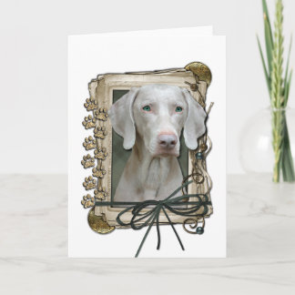 Carte Fête des pères - pattes en pierre - Weimaraner