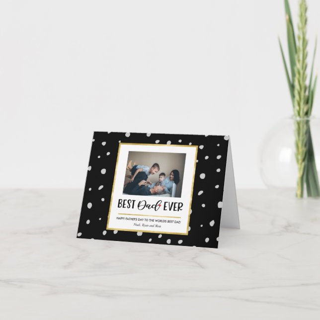 Carte Fête des pères photo À petits pois et Gold Frame (Devant)