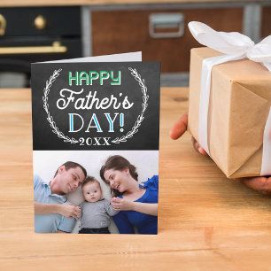 Carte Fête des pères photo personnalisée Chalkboard tend