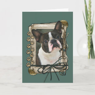 Carte fête des pères - Pierres - Boston Terrier