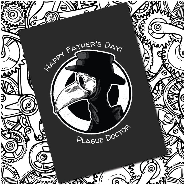 Carte Fête des pères Plague Doctor Bird Mask B/W Steampu (Créateur téléchargé)