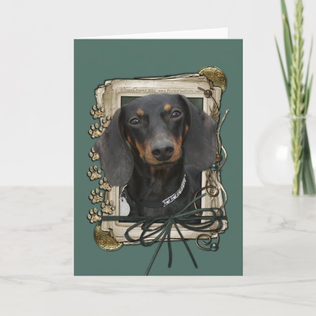 Carte Fête des pères - Poches de pierre - Dachshund - Wi (Devant)