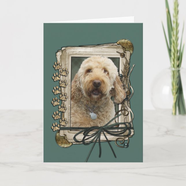 Carte Fête des pères - Poches de pierre - GoldenDoodle (Devant)