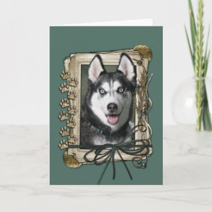 Carte fête des pères - Poches de pierre - Husky Sibérien