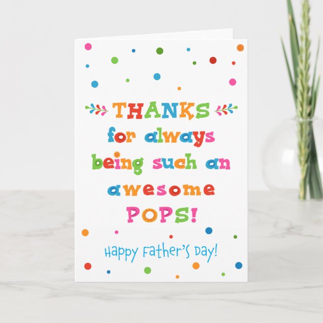 Carte fête des pères pour Pops (Devant)