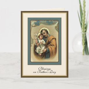 Carte Fête des pères religieuse Prière Vintage St. Josep