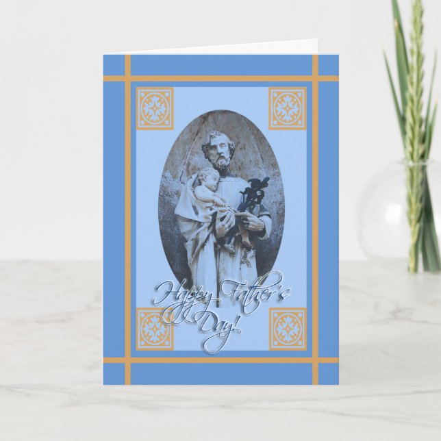 Carte Fête des pères religieuse, saint Joseph et Jésus (Devant)