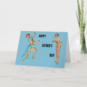 Carte fête des pères Retro Pin-up Girls
