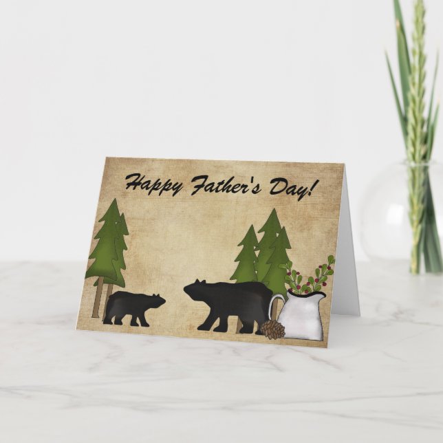 Carte Fête des pères Rustic Country Mountain Bears (Devant)
