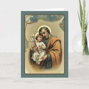 Carte Fête des pères Saint Joseph Bébé Jésus Lily