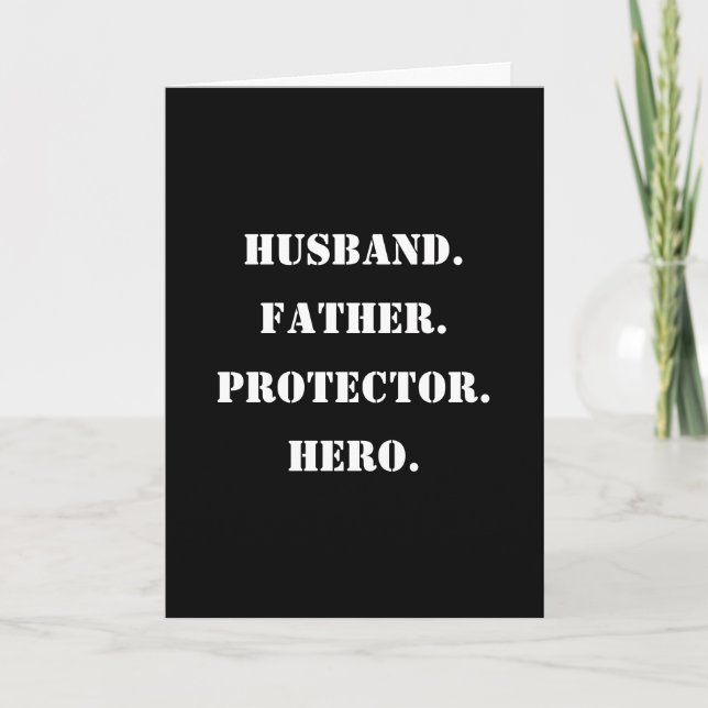 Carte Fête des pères Stencil Mari Père Protecteur Hero (Devant)
