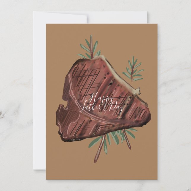 Carte Fête des pères T Bone Steak Rosemary Sprigs (Devant)