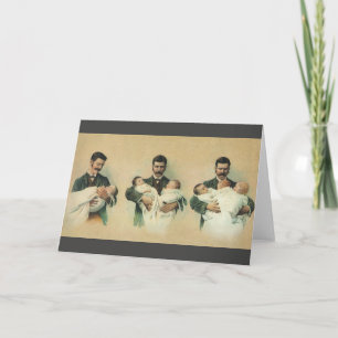 Carte Fête des pères victorienne vintage, C'est Triplets