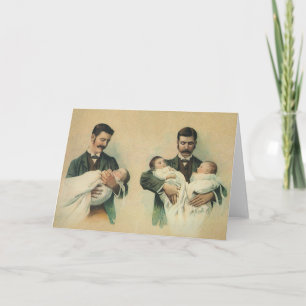 Carte Fête des pères victorienne vintage, C'est Triplets