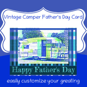 Carte Fête des pères vintage Camper Happy