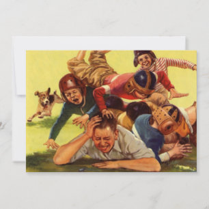Carte Fête des Pères vintage, enfants de football et chi