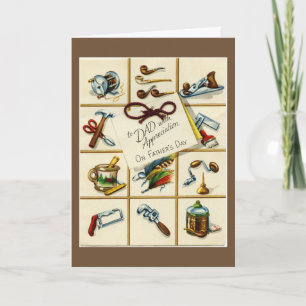 Carte Fête des pères vintage heureuse