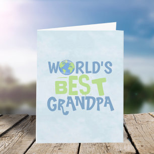 Carte Fête des pères World's Best Grand-pa Cute Typograp