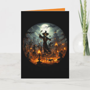 Carte Fête des sorcières de squelette, Halloween