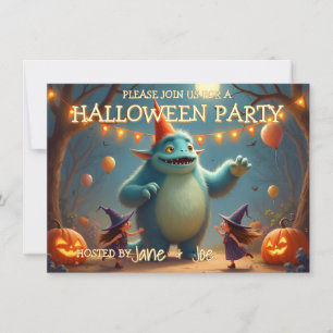 Carte Fête d'Halloween de Monstre Joyeux pour Enfants