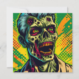 Carte Fête d'Halloween de zombie effrayant