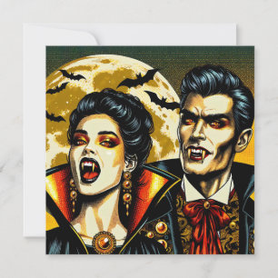 Carte Fête d'Halloween des vampires et des chauves-souri