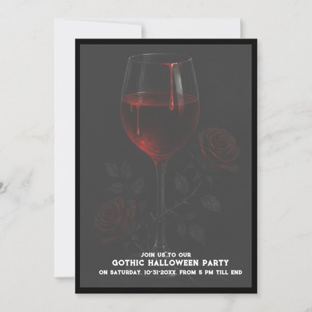Carte Fête d'Halloween gothique de Vampire noir (Devant)