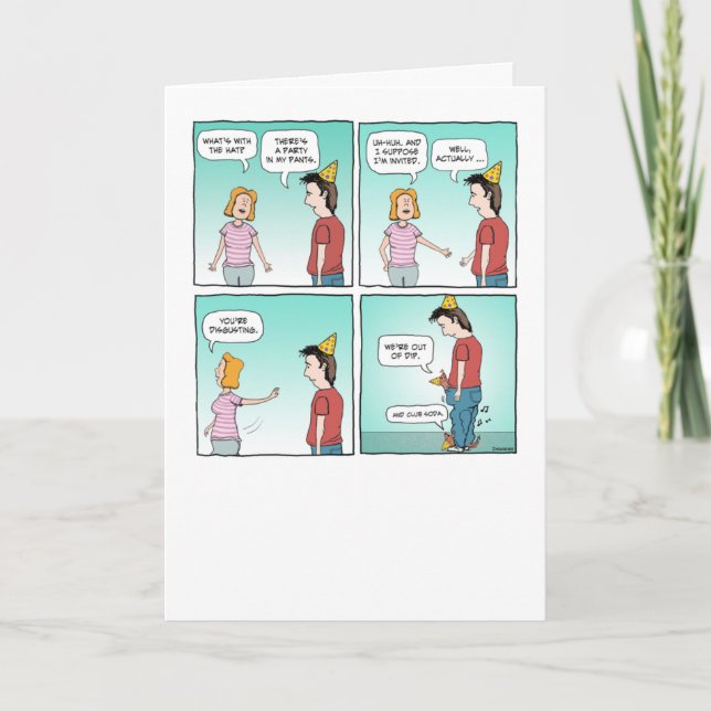 Carte Fête drôle dans mon pantalon Anniversaire (Devant)