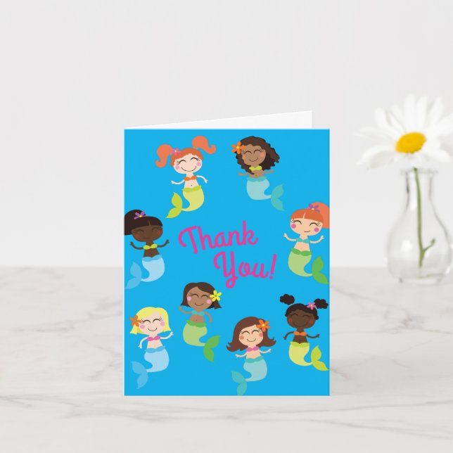 Carte Fête du pool Anniversaire de enfant de sirène (Petite plante)