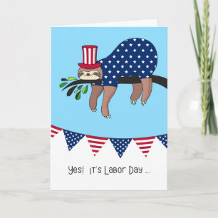 Carte Fête du Travail - Drôle Sloth Relaxant