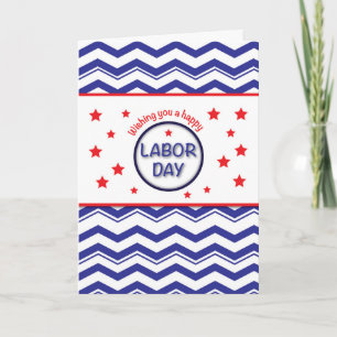 Carte Fête du Travail, Patriotique Chevron Stripes, Star