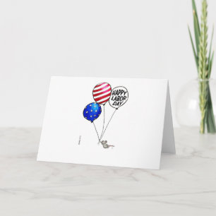 Carte Fête du travail - souris de vol avec des ballons
