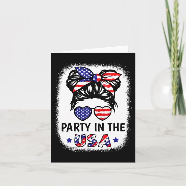 Carte Fête En Usa Chemise Girl 4 juillet Drapeau América (Devant)