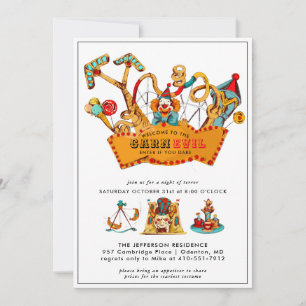 Carte Fête Foraine Flippante   Soirée Cirque Vintage Han