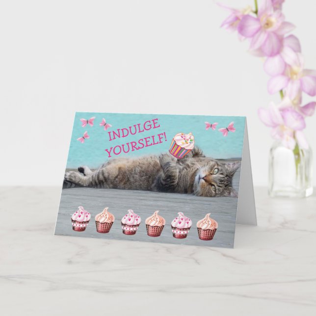 Carte Fête Kitty Cupcake Anniversaire (Orchidée)