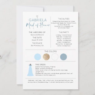 Carte Fête nuptiale, servante d'honneur Proposition et i