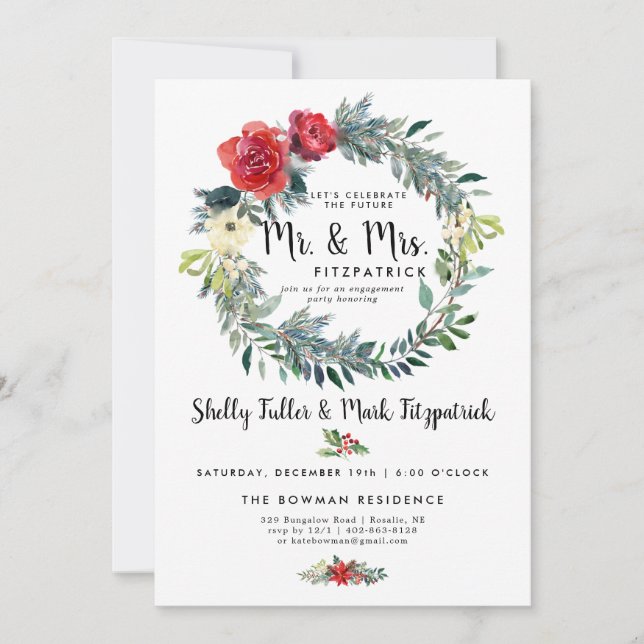 Carte Fête Rustique Florale Noël (Devant)