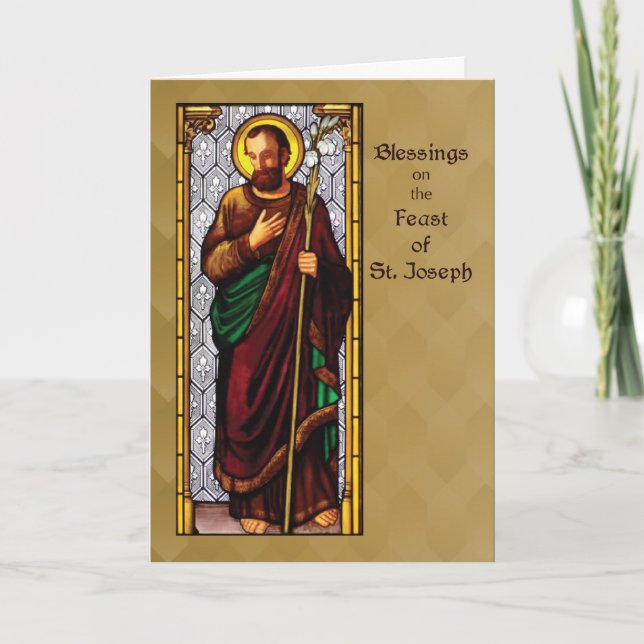Carte Fête Saint-Joseph avec le personnel du blé en Brow (Devant)