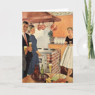 Carte Fête vintage dans la cuisine, la bière et les amus