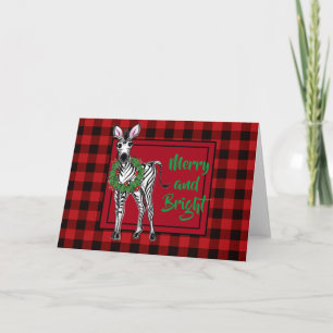 Carte Fête Zebra Holly couronne buffle rouge