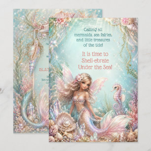 Carte Fêter sous l'océan Anniversaire de filles sirène