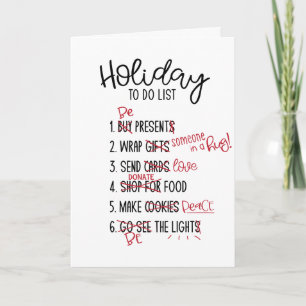 Carte Fêtes à faire la liste Noël