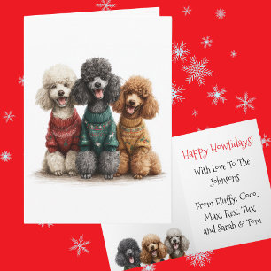 Carte Fêtes de Noël de caniche moche