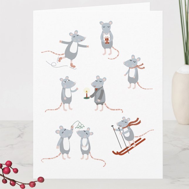 Carte Fêtes de Noël des mices d'hiver (Créateur téléchargé)