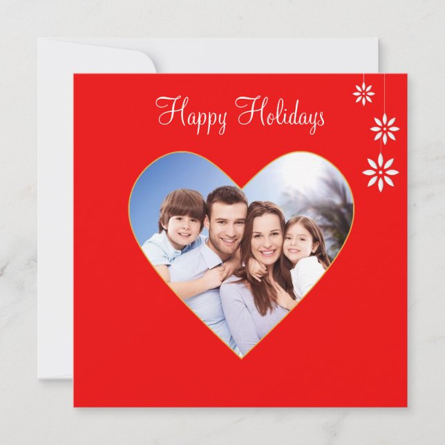 Carte Fêtes de Noël Photo de famille personnalisée en ro (Devant)