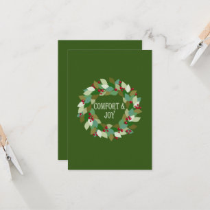 Carte Fêtes Wreath Red Berries et Feuilles