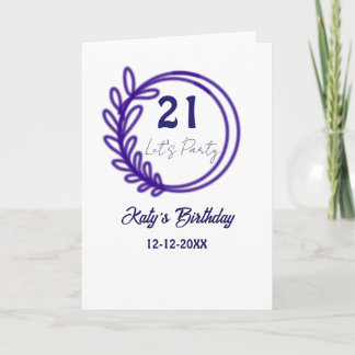 Carte FÊTIONS LE 21e anniversaire nom FLEUR RONDE VIOLET
