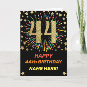 Carte Feu d'anniversaire 44e Rainbow Gold Fun