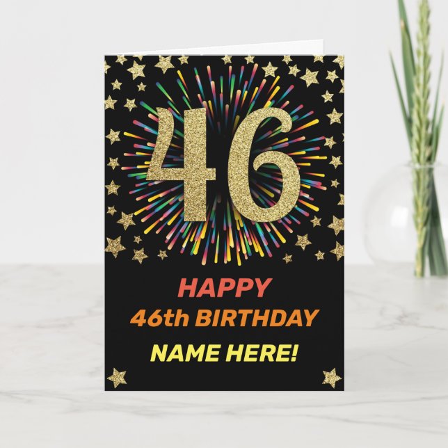 Carte Feu d'anniversaire 46e Rainbow Gold Fun (Devant)