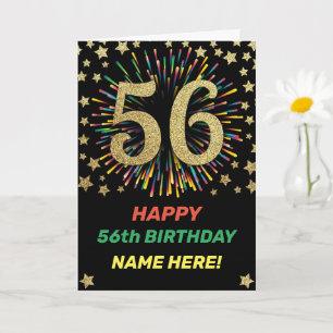 Carte Feu d'anniversaire 56e anniversaire Rainbow Gold J